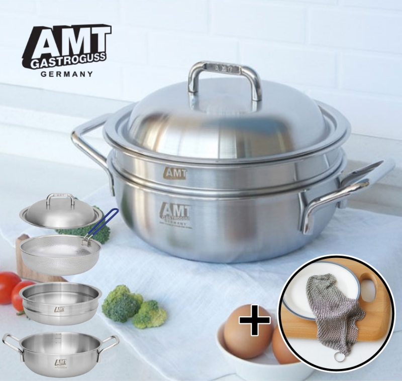 AMT 샤프 316Ti 스테인리스 22cm 티타늄 멀티쿠커 찜기 통5중