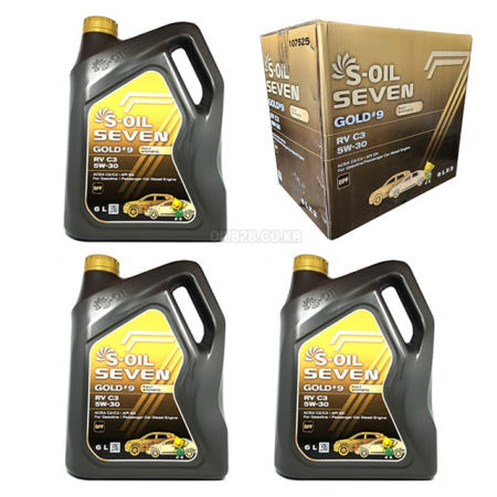 (3개입)오토모듬 에스오일 세븐골드9 RV C3 5W30 6L 엔진오일