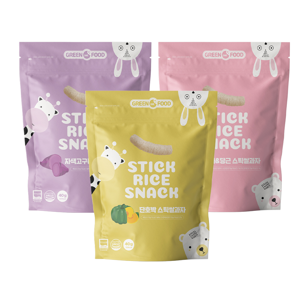 그린원푸드 유기농 쌀과자 스틱 40g x3종 세트 - 상품 이미지