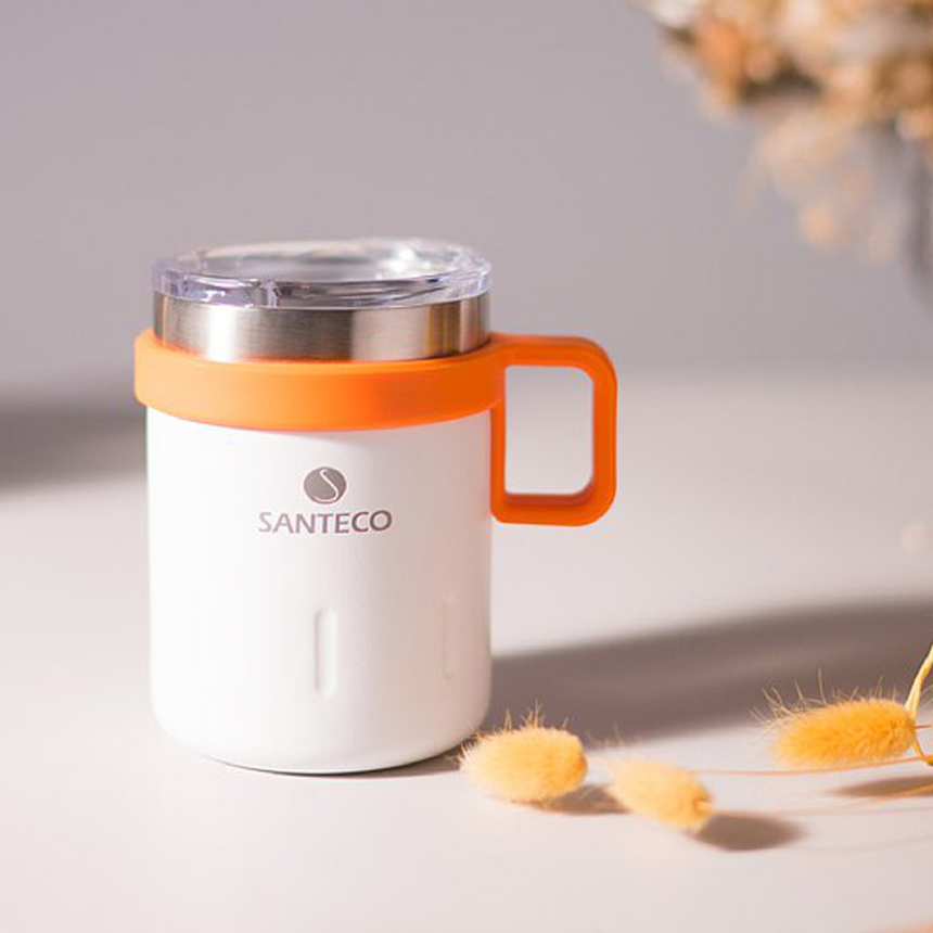 산테코 케미 보온보냉 이중진공 뚜껑 스텐머그컵 350ml, 오렌지레드, 1개 - 상세 이미지 4