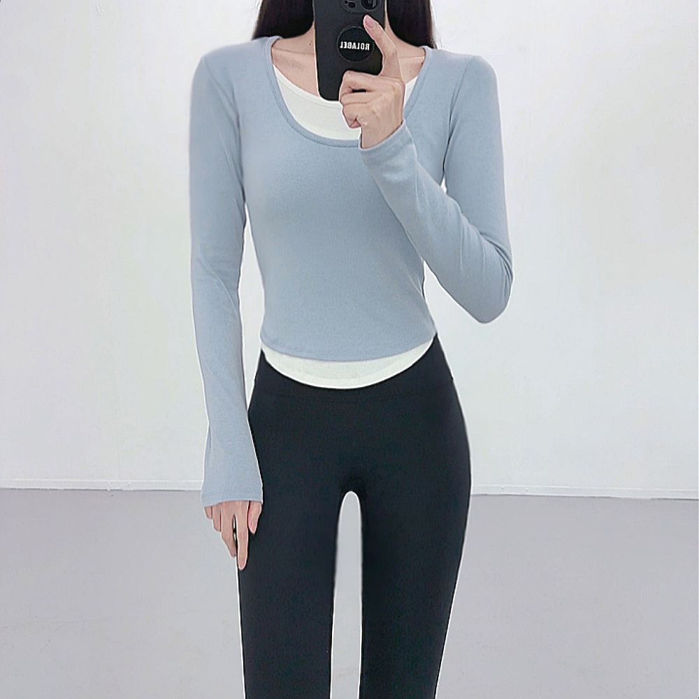 필라테스복 필라테스복장 커버업티셔츠 애슬레저 빅사이즈필라테스운동복 - 상품 이미지