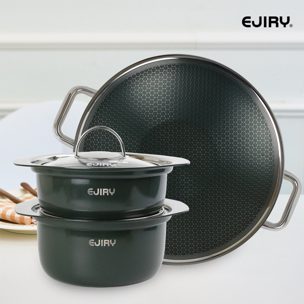 에지리 통 3중 인덕션 스텐냄비 논스틱 아시아팟 IH 그리들팬 전골냄비 32cm
