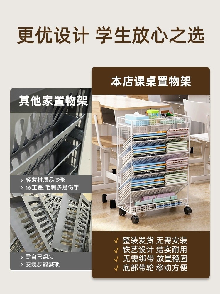 a4 문서정리함 이동 바퀴 6단 책장 학습지 정리 카트 제트 기본-트럼펫잔디라이트화이트-바닥 - 상세 이미지 2