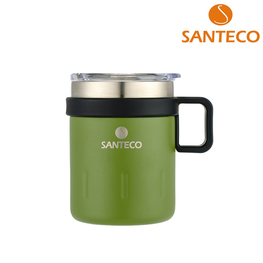 산테코 케미 보온보냉 이중진공 뚜껑 스텐머그컵 350ml, 모스그린, 1개 - 상품 이미지