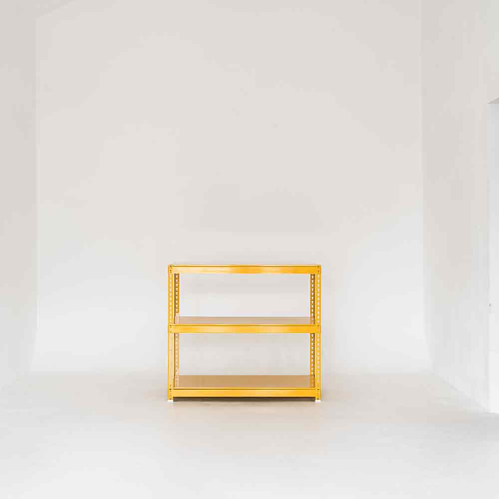 폴던스랙 올스틸 홈 카페 거실 수납 선반 인테리어 선반장 W1000xD500xH900mm, 3단, 옐로우
