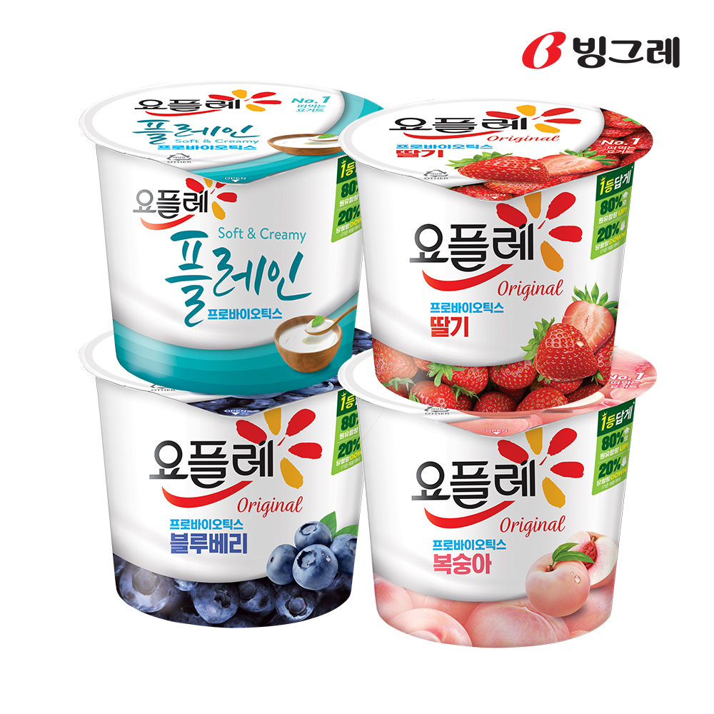 빙그레 요플레홈 딸기 180g 12개 골라담기 /복숭아 플레인무가당 그릭요거트 - 상세 이미지 2