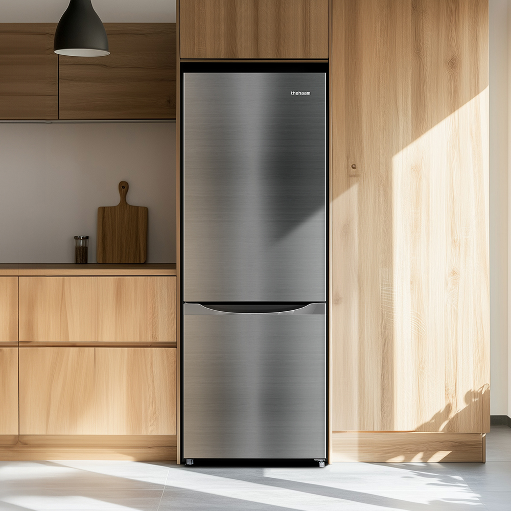 더함 소형 냉장고 원룸 사무실 모텔 신혼 냉장고 상냉장 하냉동 미니 실버 냉장고 205L