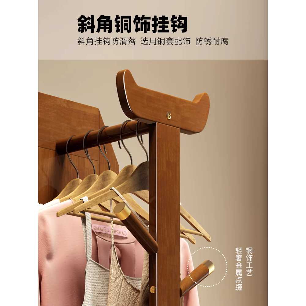 북유럽 원목행거 전신거울 코트랙 일체형 스탠드 피팅 - 상세 이미지 2