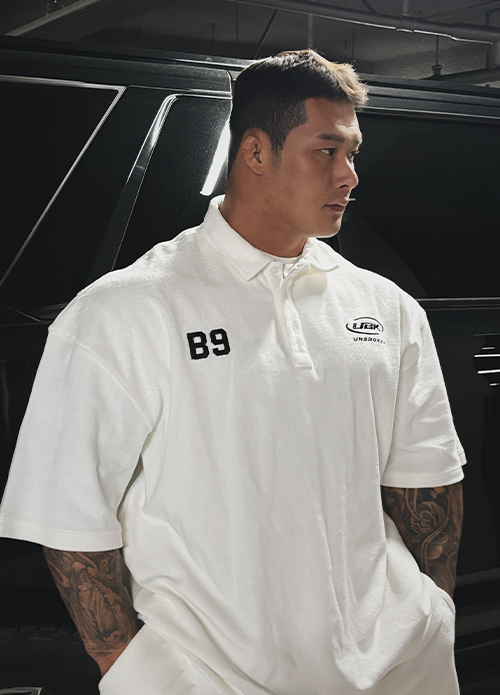 B9 테리 카라 오버핏 반팔 화이트