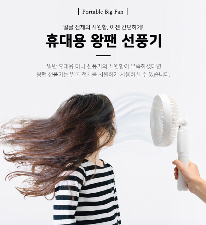 애니클리어 무선 손풍기 왕팬 탁상용 휴대용선풍기 PDB-MF100 화이트 판매처 상세 정보 이미지 3