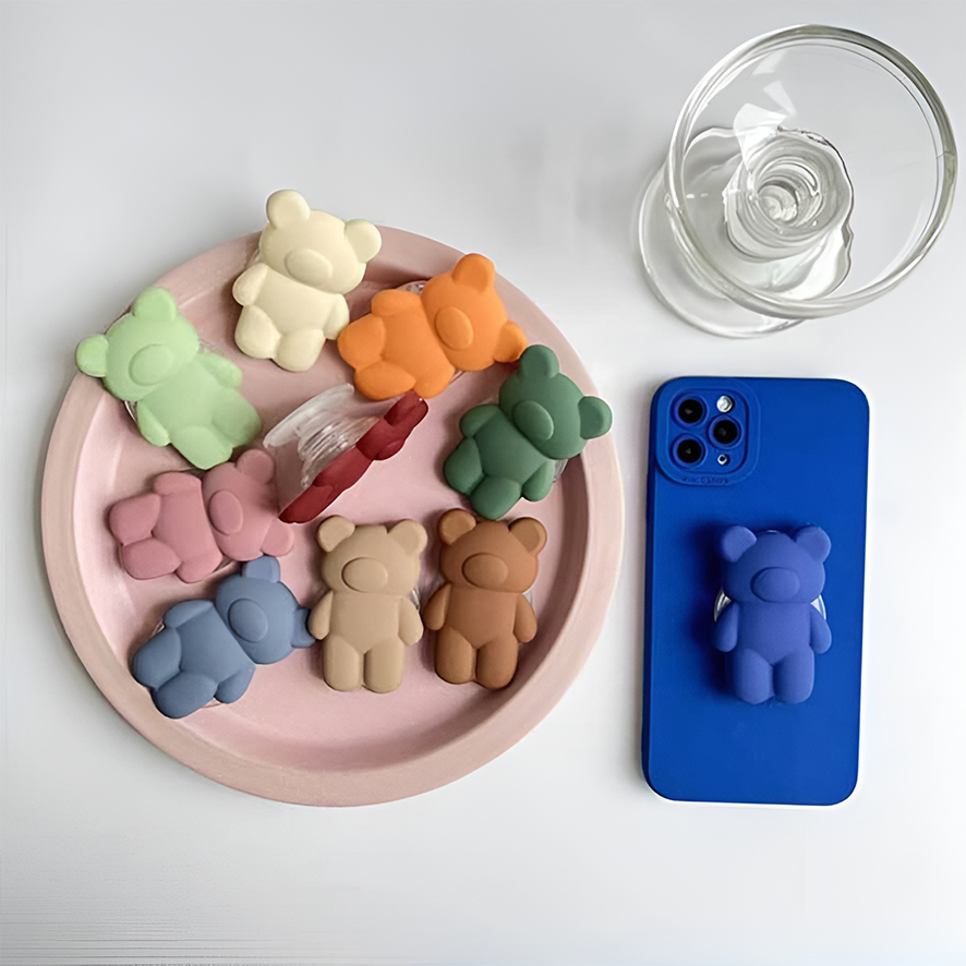 특이한 곰돌이 그립 톡 레진아트 실리콘 입체 매트 스티커 맥세이프 자석 이미지 7