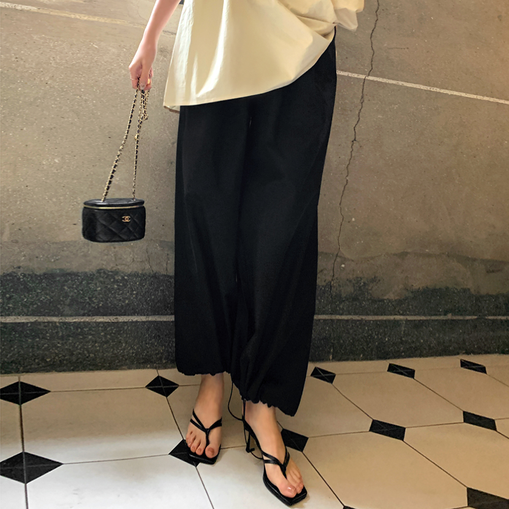 포에리 와이드 투웨이 조거 스트링 밴딩 팬츠 레이어링 스커트 세트 - 상세 이미지 4