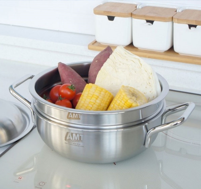 AMT 샤프 316Ti 스테인리스 22cm 티타늄 멀티쿠커 찜기 통5중