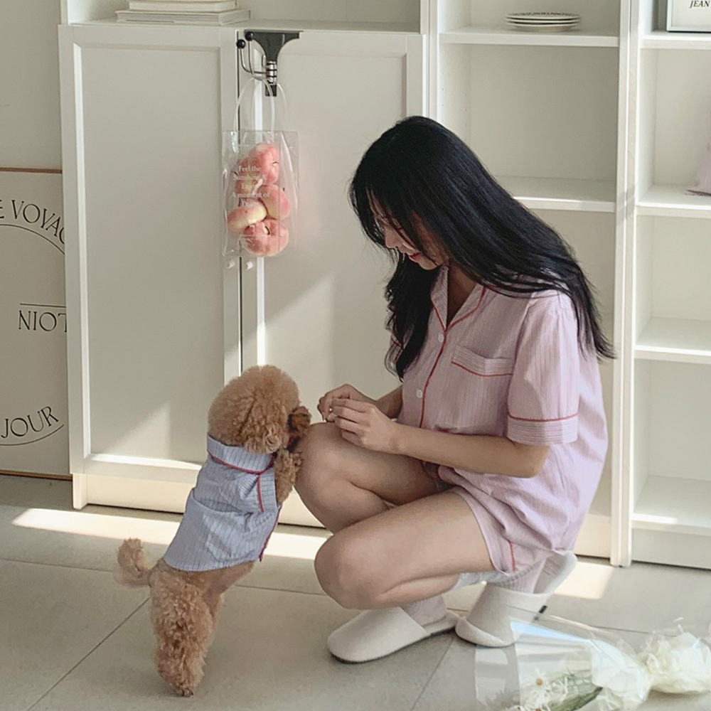 코코조이 스트라이프 반팔 커플파자마 남녀공용 잠옷세트 2color - 상세 이미지 4