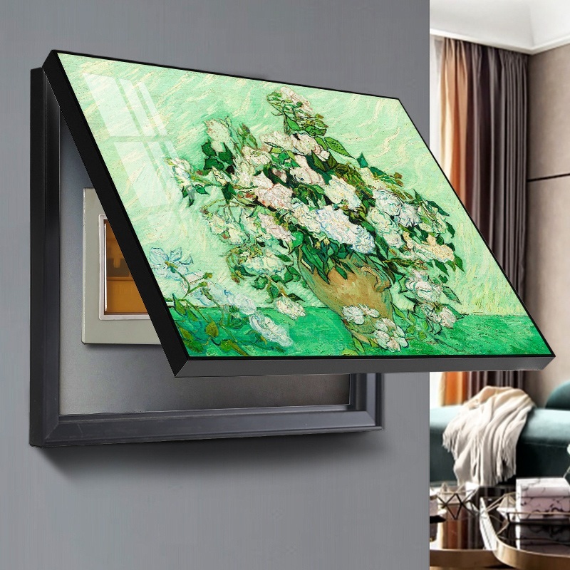 배전반 가리개 액자 이테리어 북유럽 누전차단기 그림 제트 풍성한 수확 40x30(가로세로33x세로높이21수용) 블랙(PS환경 보호 프레임) - 상세 이미지 3