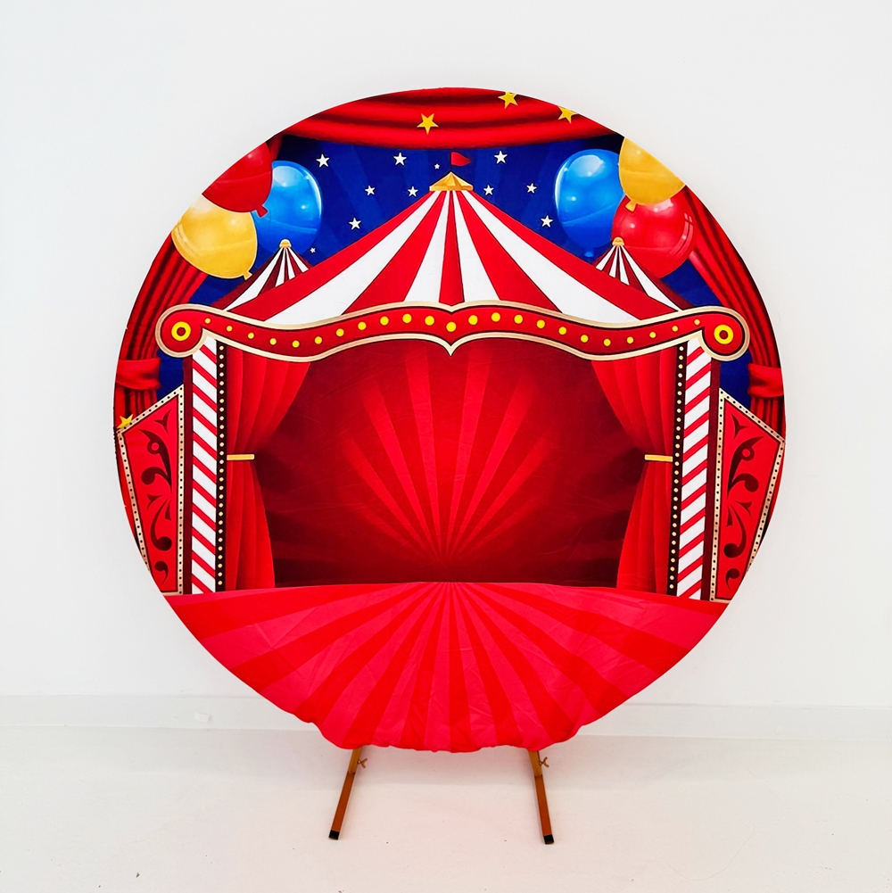 [미소쌤] 서커스 원형 커버 라운드 스탠드 배경 포토존 환경구성 파티 생일 용품 데코