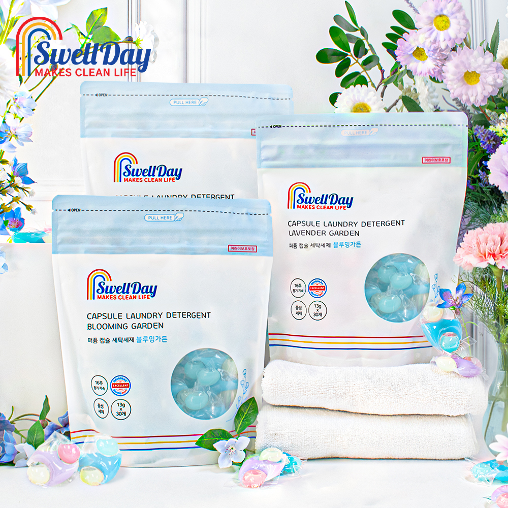 스웰데이 16주 향기지속 퍼퓸 캡슐세제 올인원 대용량 고농축 세탁세제 라벤더향 90개
