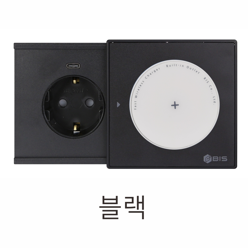 BIS 빌트인콘센트 테이블 가구 매립 1구 콘센트 USB 무선충전 BIS-101W 오브제 - 상세 이미지 2