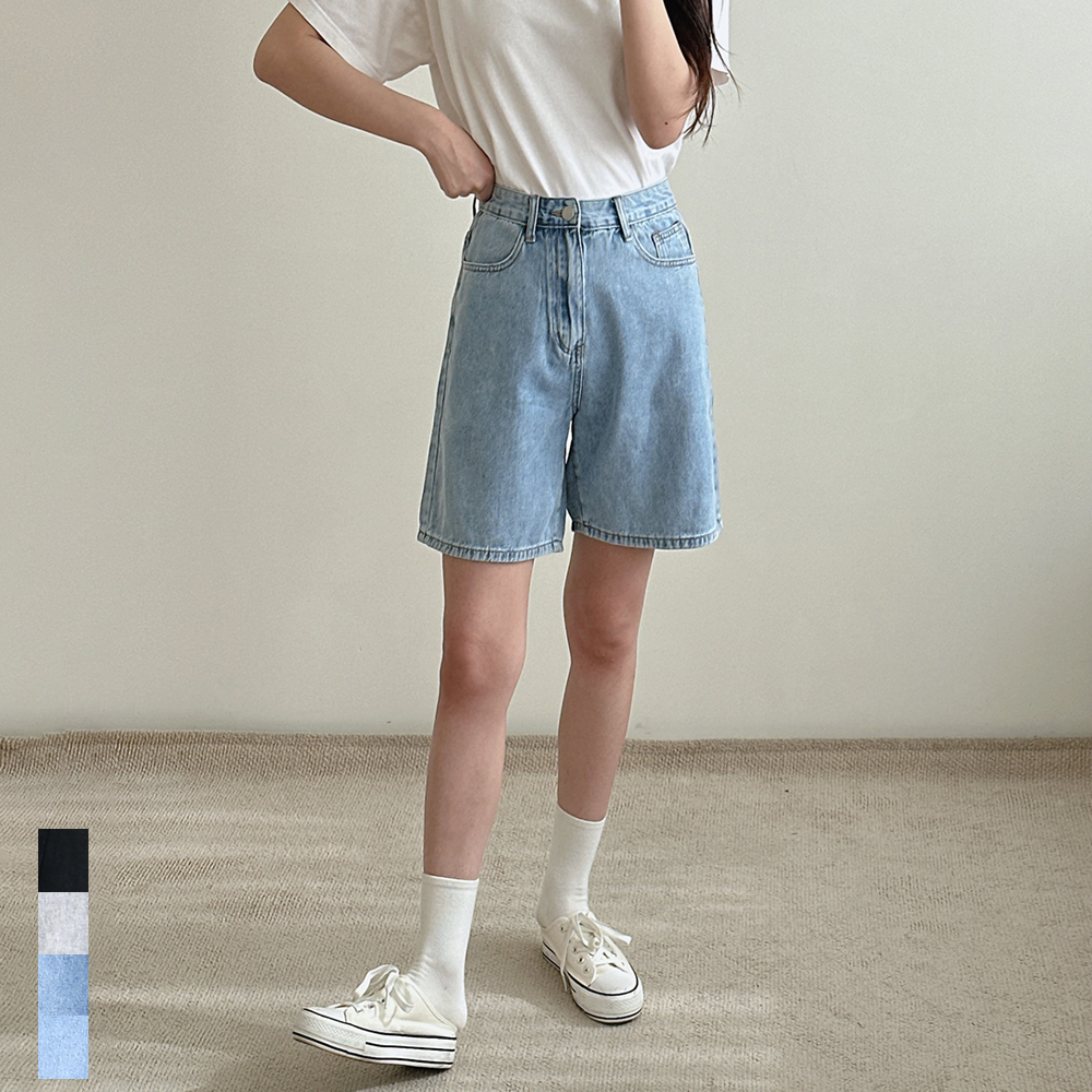 여성 반바지 버뮤다팬츠 와이드 하이웨스트 스판 밴딩 키작녀 5부 6부 빅사이즈 - 상세 이미지 4