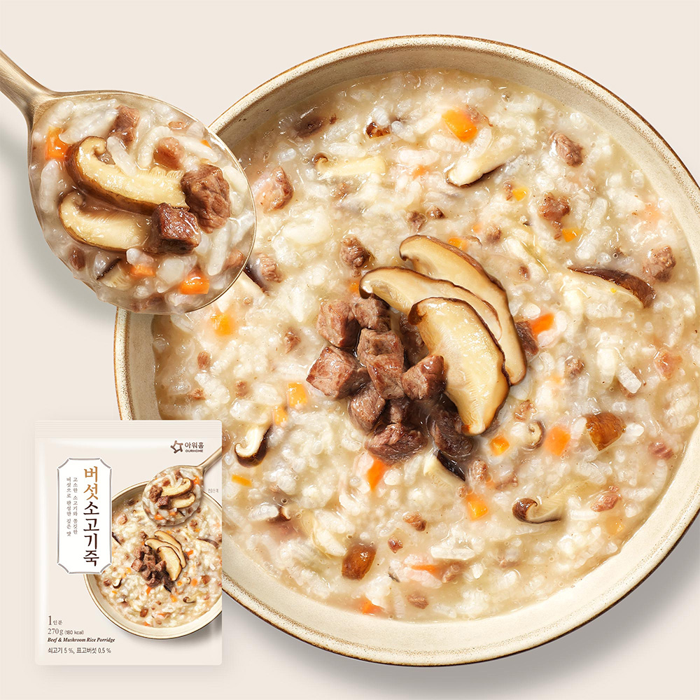 아워홈 바로 버섯 소고기죽 270g : 푸드뱅크주식회사