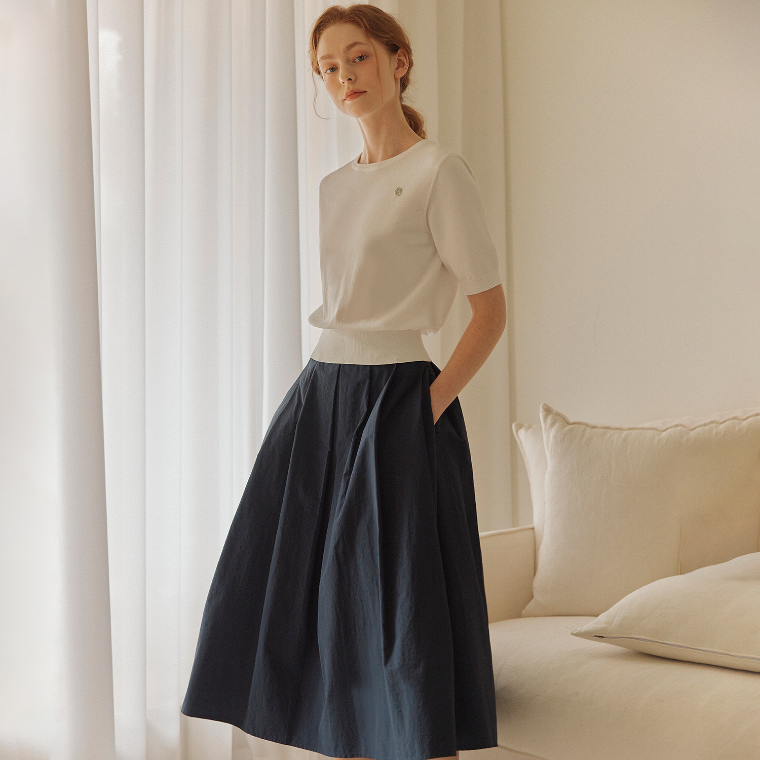 [제로스트릿][2컬러][썸머VER] 에이라인 플레어 스커트 [SUMMER VER] A LINE FLARE SKIRT - 상세 이미지 4