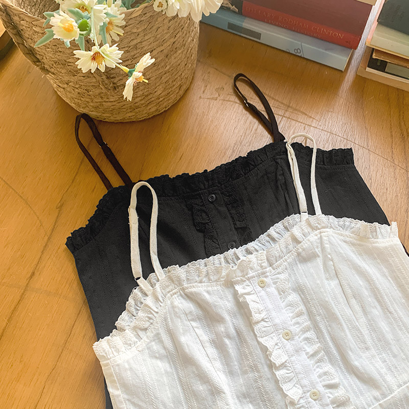 펀칭 프릴 버튼 뷔스티에 블라우스 bs8154 이미지 6