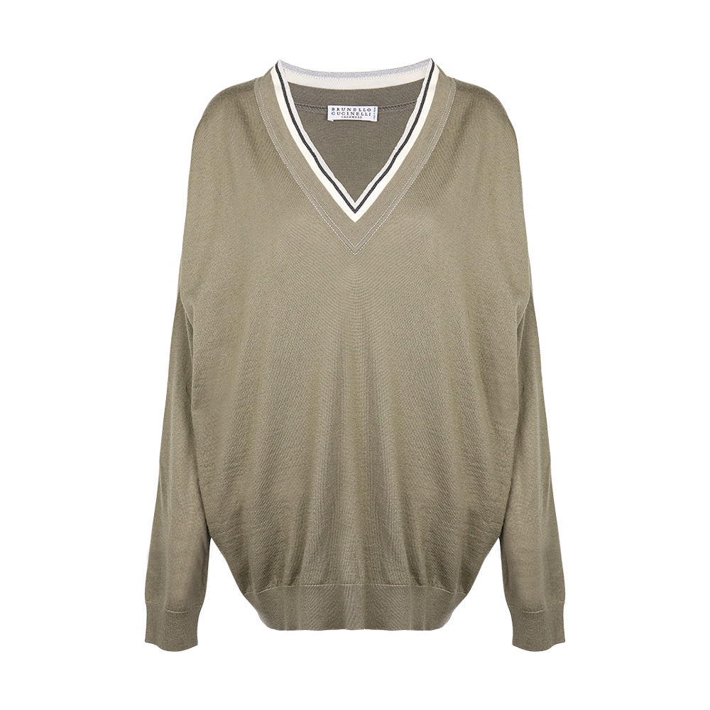 브루넬로쿠치넬리 여성 체인 디테일 브이넥 니트 M14814302 CV021