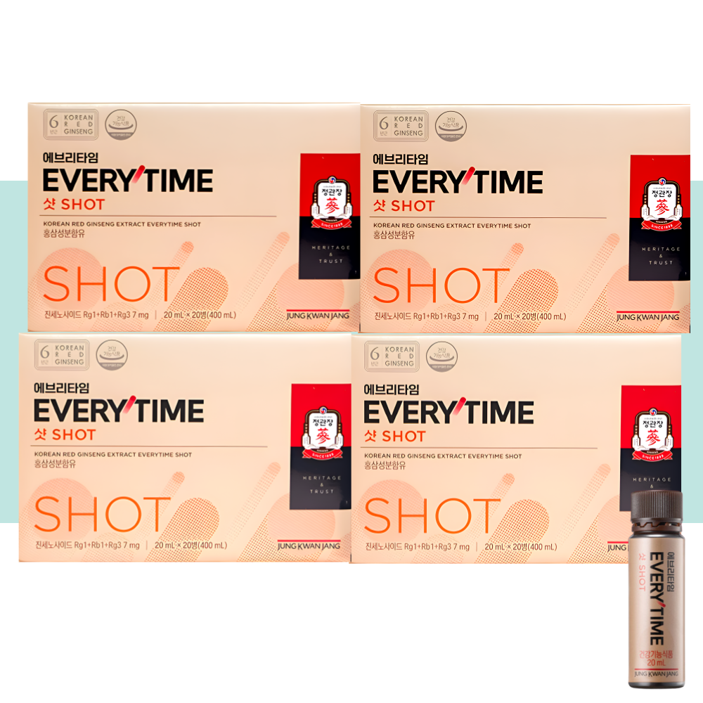 에브리타임 샷 홍삼정 애브리타임 정관장 20병X4박스