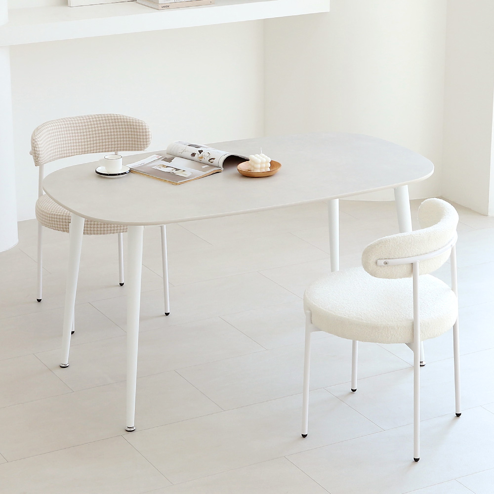 헤이디스 화이트 카페 식당 세라믹 식탁 테이블 타원형 4인용 1400