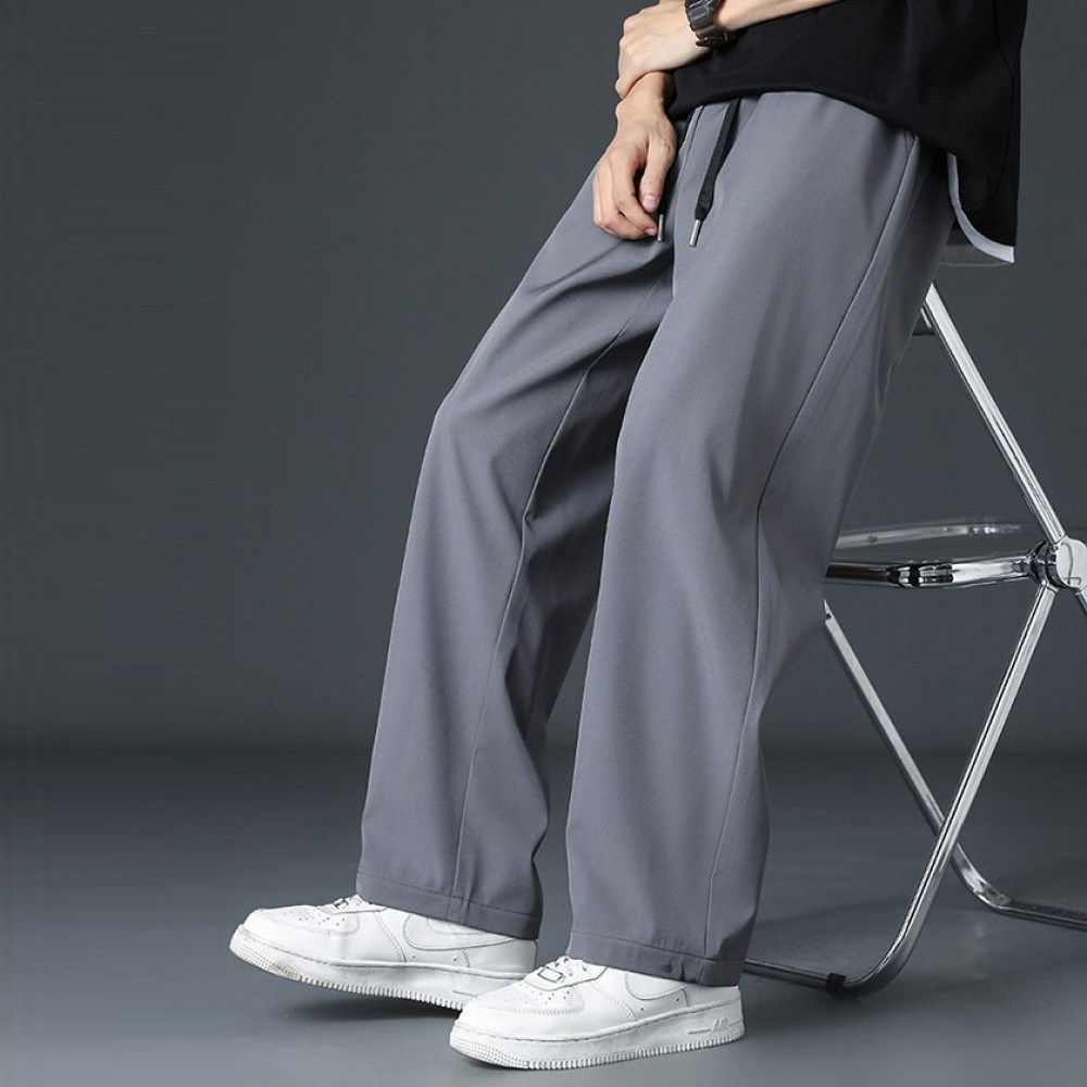 시원한 남자 밴딩 와이드 팬츠 3size 블랙 차콜 여름 쿨 냉감 기능성 아이스 바지 - 상품 이미지