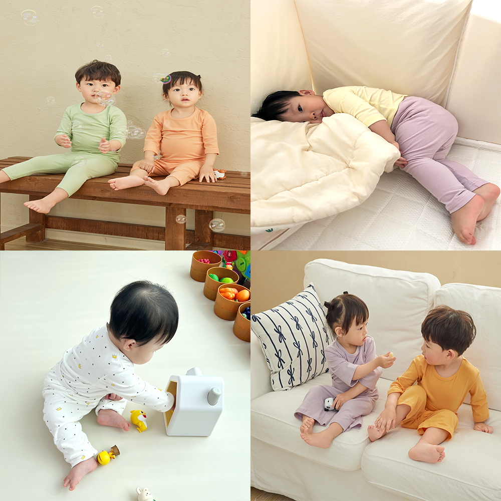 5+1 가을 겨울 긴팔 아기실내복 유아 치즈 모달 신생아 아기내복 내의 밤부 배앓이