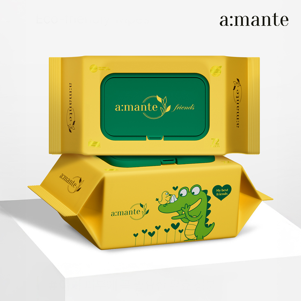 아망떼 물티슈 프렌즈 70평량 도톰한 두꺼운 신생아 유아 아기물티슈 엠보싱 캡형 10팩