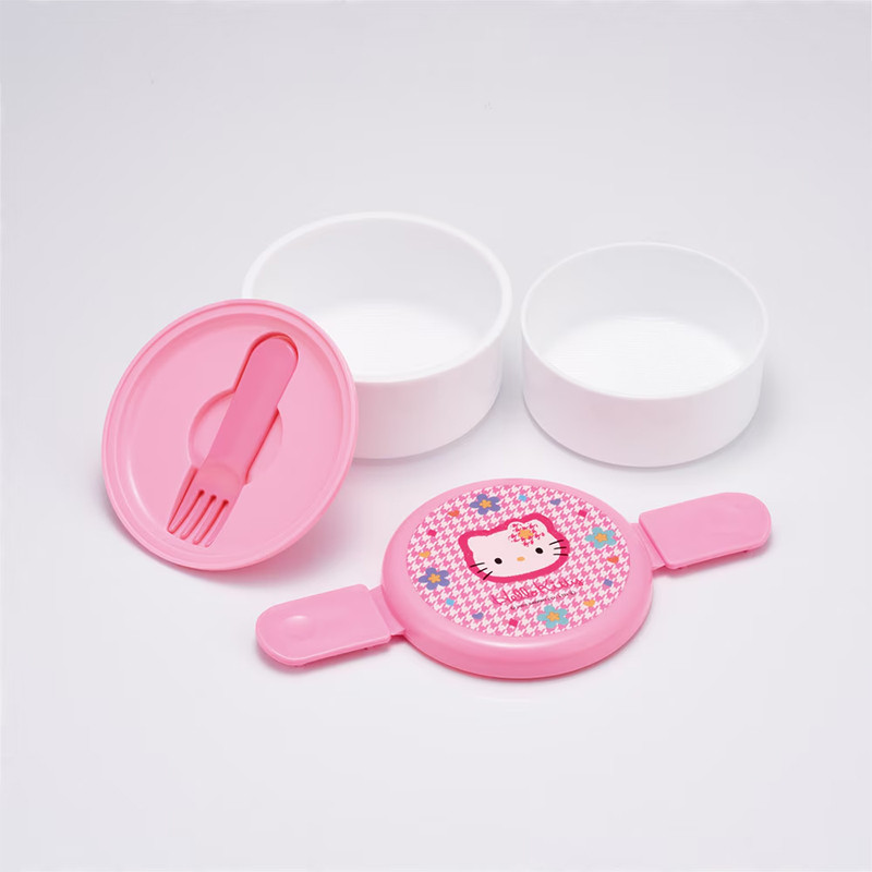 스케이터 산리오 얼굴꽃 헬로키티 캐릭터 항균 원형2단 포크 도시락 500ml ONWR1AG - 주방·식기 - 하카타몰
