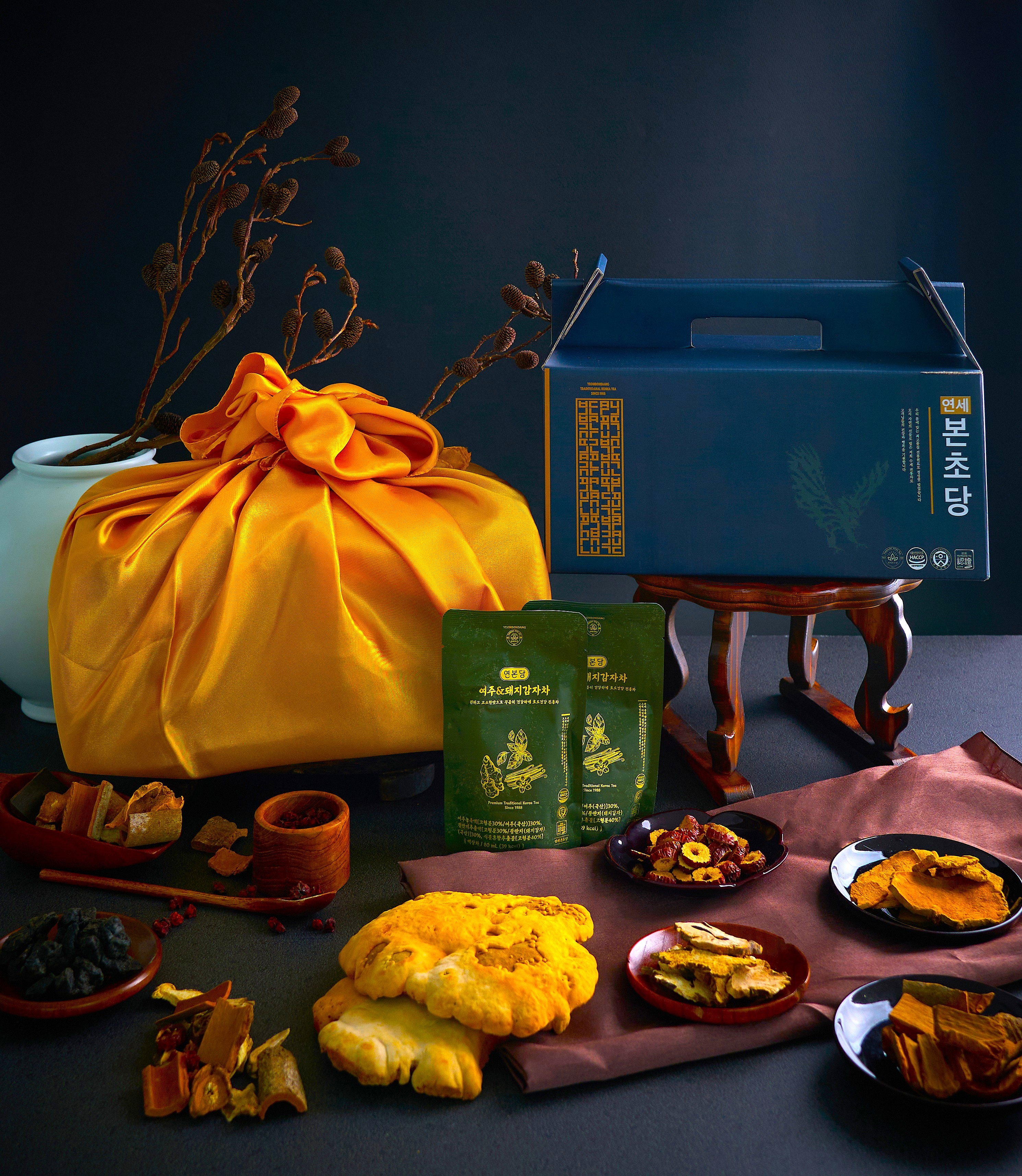 [연본당] 여주&돼지감자차 (고소한맛 효도건강진액) 전통차장인 황금보자기 10개입, 1개