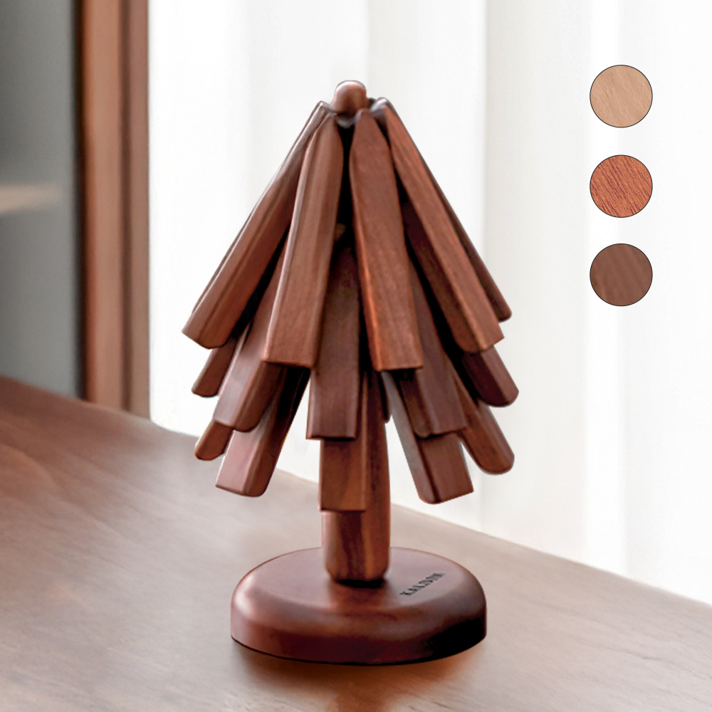 칼딘 원목 우드 단열 스탠딩트리냄비 받침 3P 세트 집들이선물 답례품 19cm, 마호가니 제품 이미지