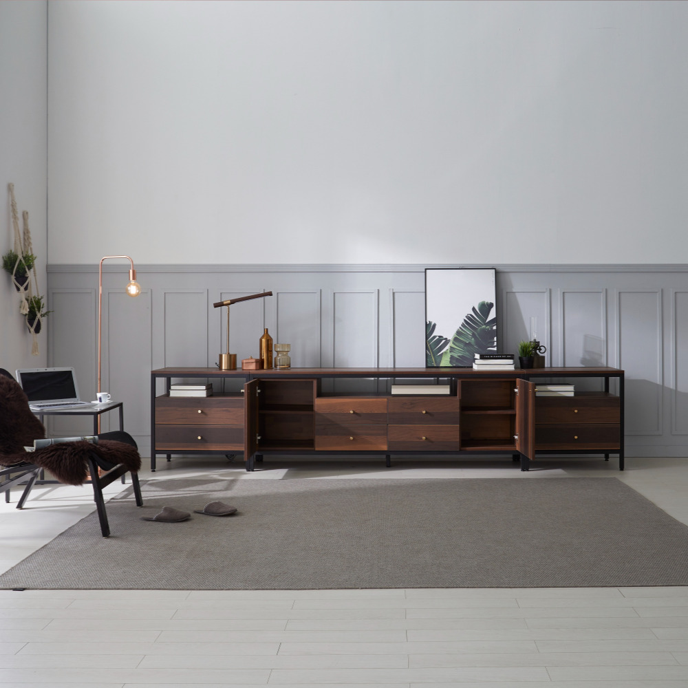 세 1800거실장 높은tv장테이블 멀바우 철제티비다이 오디오장식장