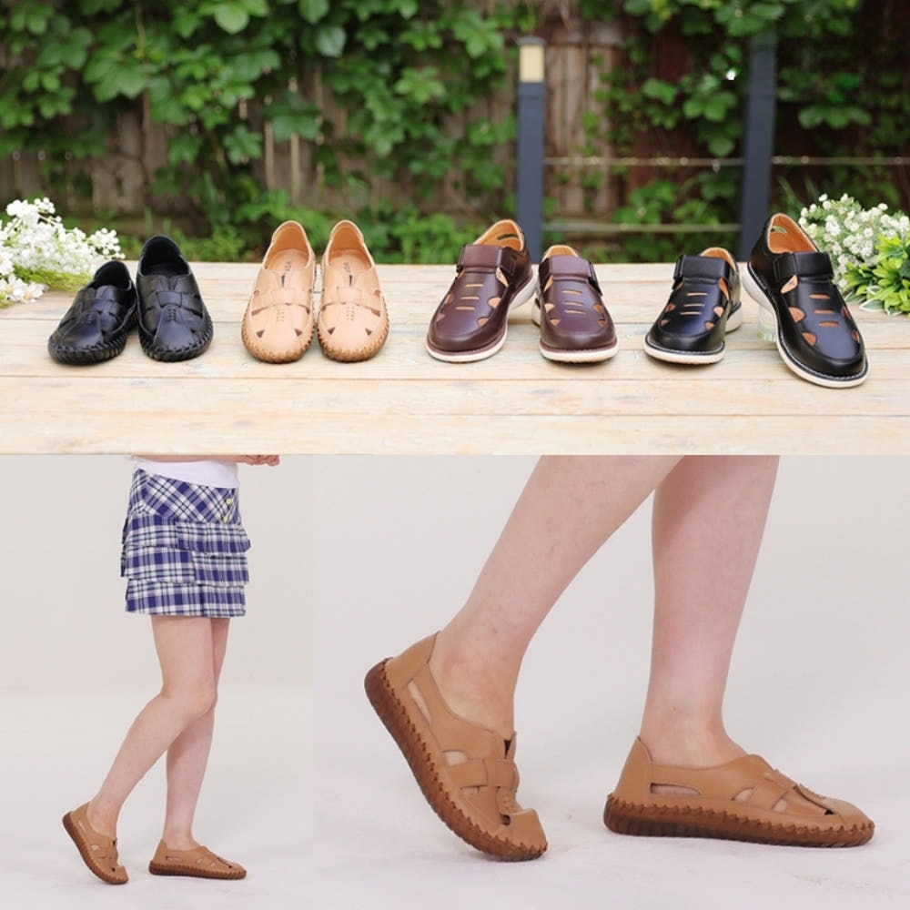 보폭스 소가죽 명품 샌들 발편한샌들 벨크로 여름 메쉬 쿠션 컴포트 여성 남성 신발