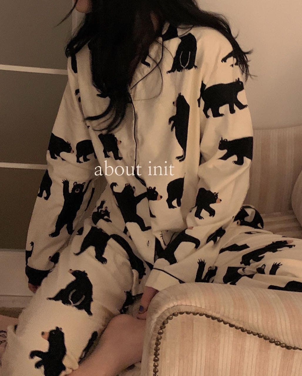 빅사이즈잠옷 커플 임산부잠옷 2XL 3XL 댄싱베어 남성 긴팔파자마 제품 이미지