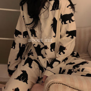 빅사이즈잠옷 커플 임산부잠옷 2XL 3XL 댄싱베어 남성 긴팔파자마 착용 후기 | 사이즈/핏 총정리 - 상품 이미지 1