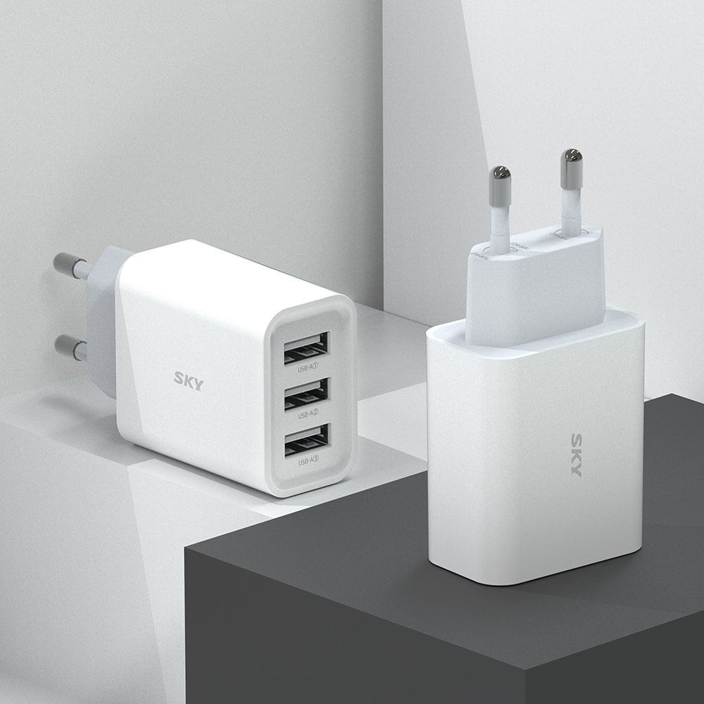 USB 멀티 충전기 3포트 충전기 18W 충전기 가성비 충전기 스카이 필 충전기