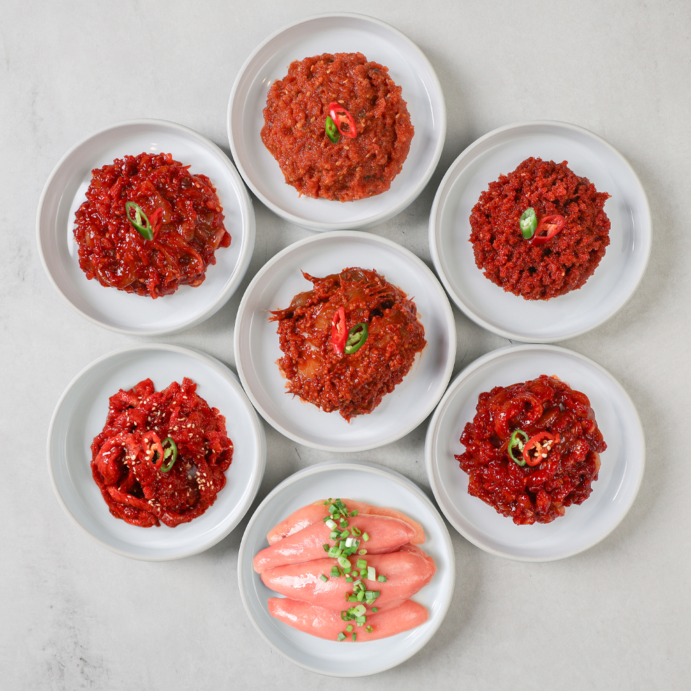 오징어젓 400g 젓갈 반찬 낙지 창난 명란 청어알 저염젓갈 8종 - 메인 이미지