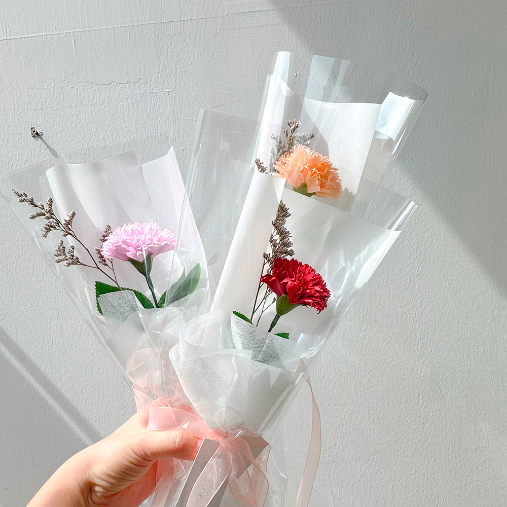 비누꽃 한송이 카네이션 장미 꽃다발 작은꽃선물 - 상세 이미지 4