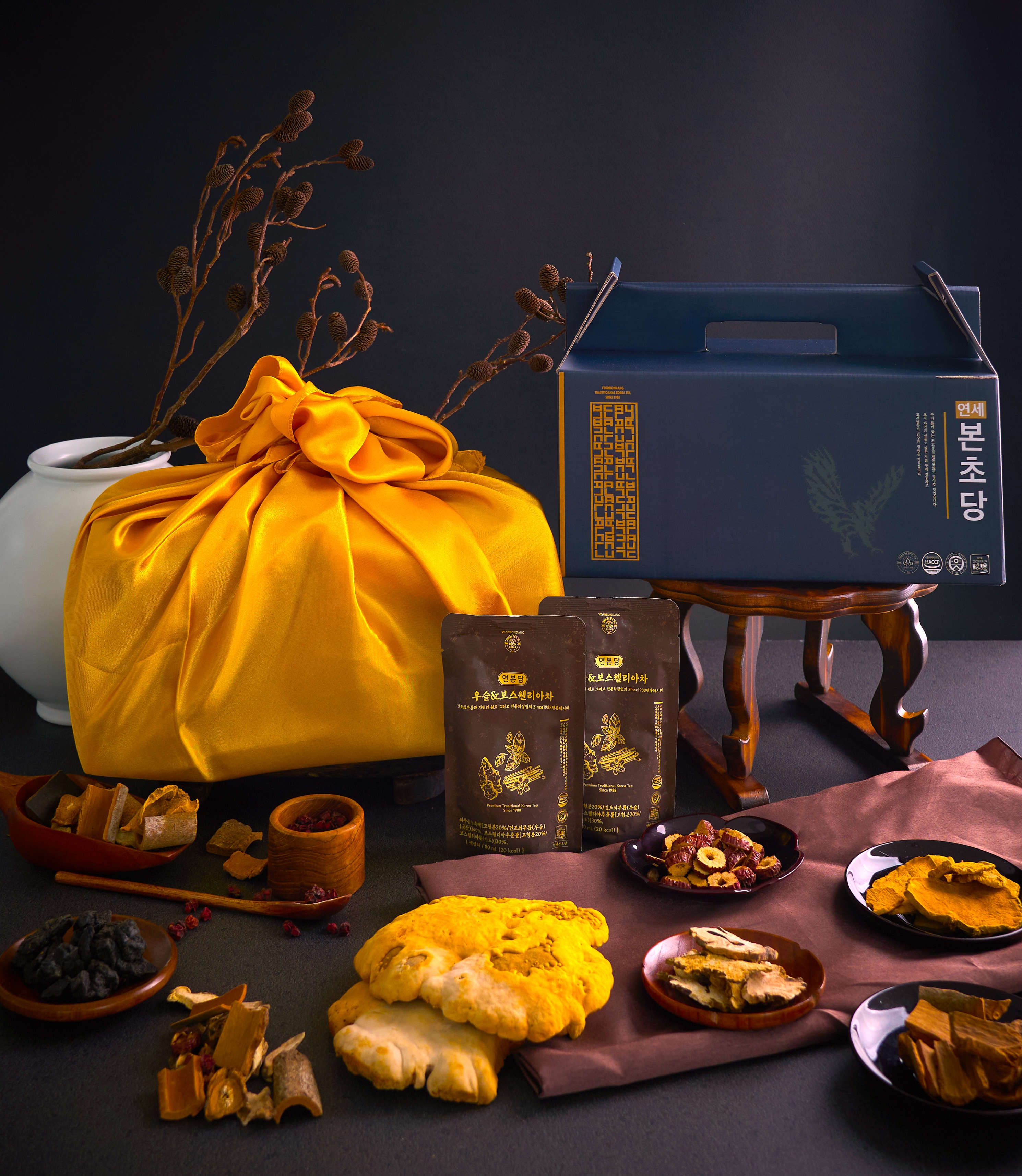 [연본당] 우슬&보스웰리아차 (전통차장인의 효도 건강진액)황금보자기 포장 10개입, 1개