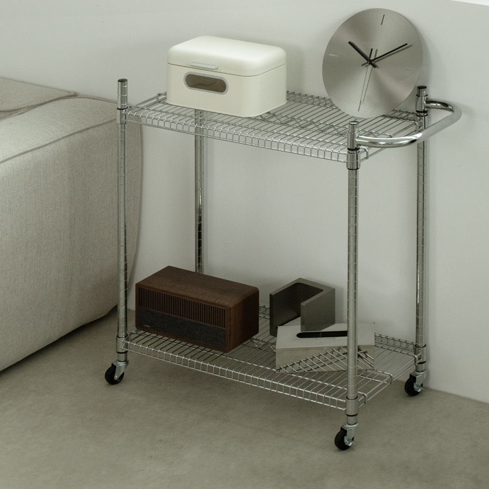 철제 2단 이동식 정리 수납 트롤리 세탁실 정리 바퀴 틈새 선반 이동 트레이