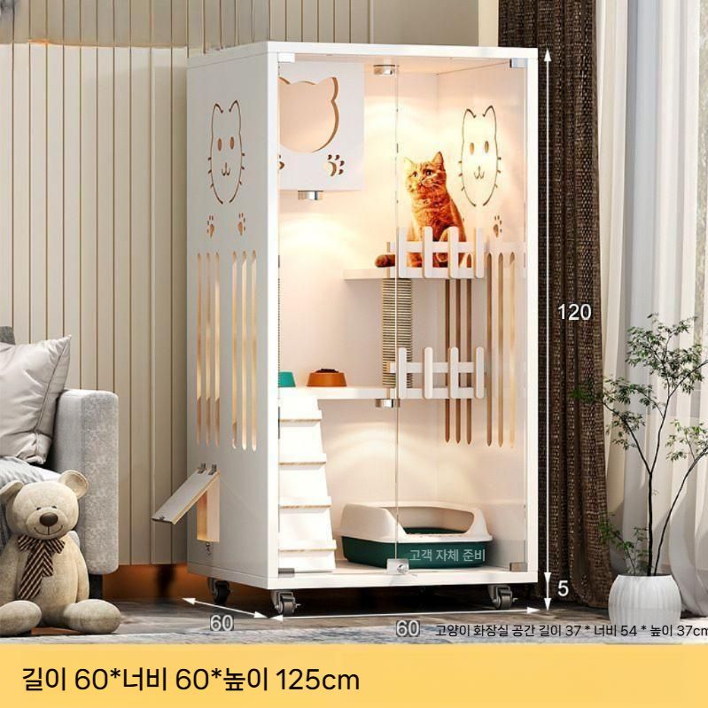 대형 원목 캣하우스 고양이 숨숨집 가구형 60x60x125 화이트A(60x60x125cm) 셀프설치 - 상세 이미지 3