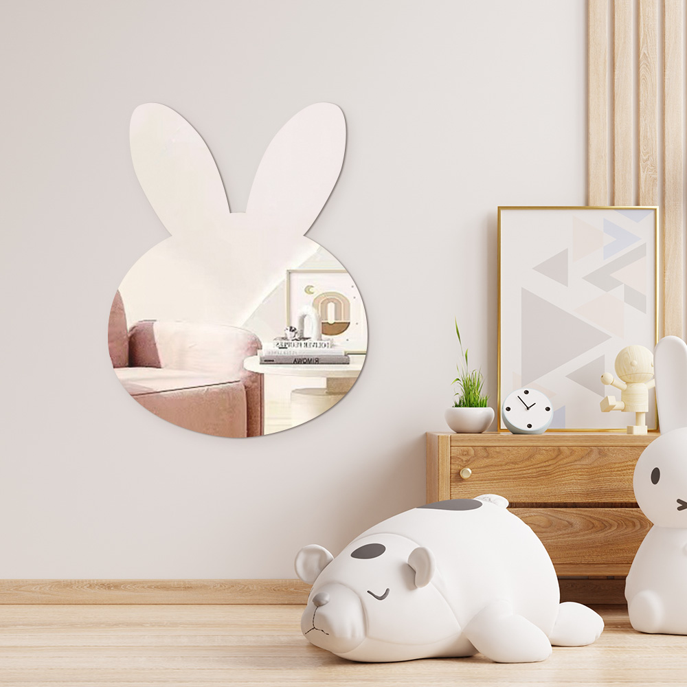 2mm 귀여운 아크릴거울 곰돌이 무타공 안깨지는 화장대 욕실 붙이는 거울