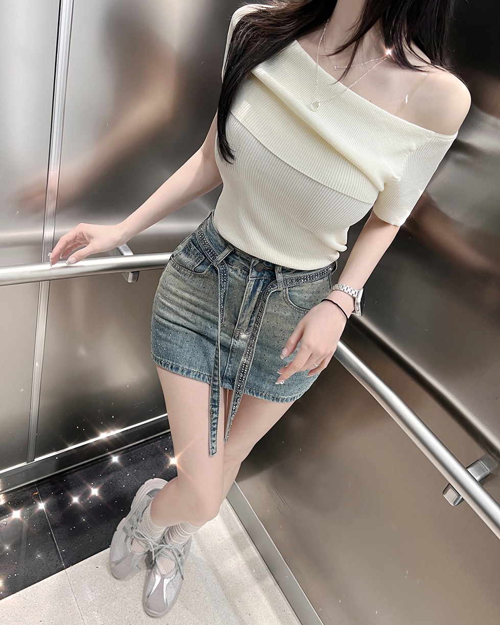 [연청m바로배송]스톤큐빅데님스커트팬츠(2color) 상세 이미지 8