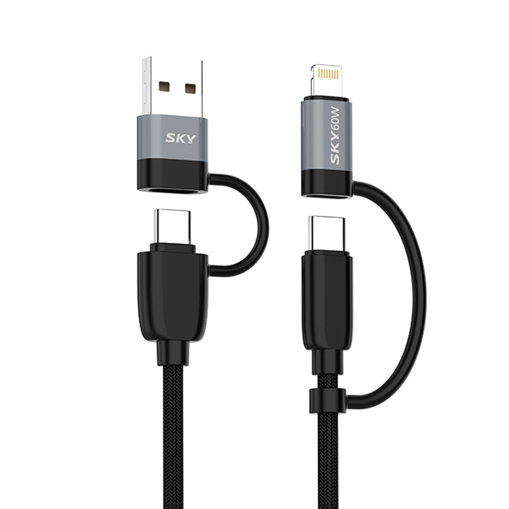 비트 60W 4in1 고속 충전 단선 방지 패브릭 멀티 케이블 2M