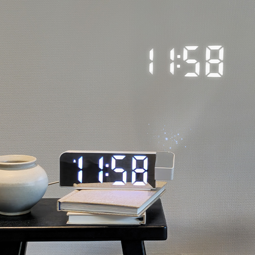 빔프로젝션 LED 탁상시계 디지털 날짜 온도 인테리어 알람시계