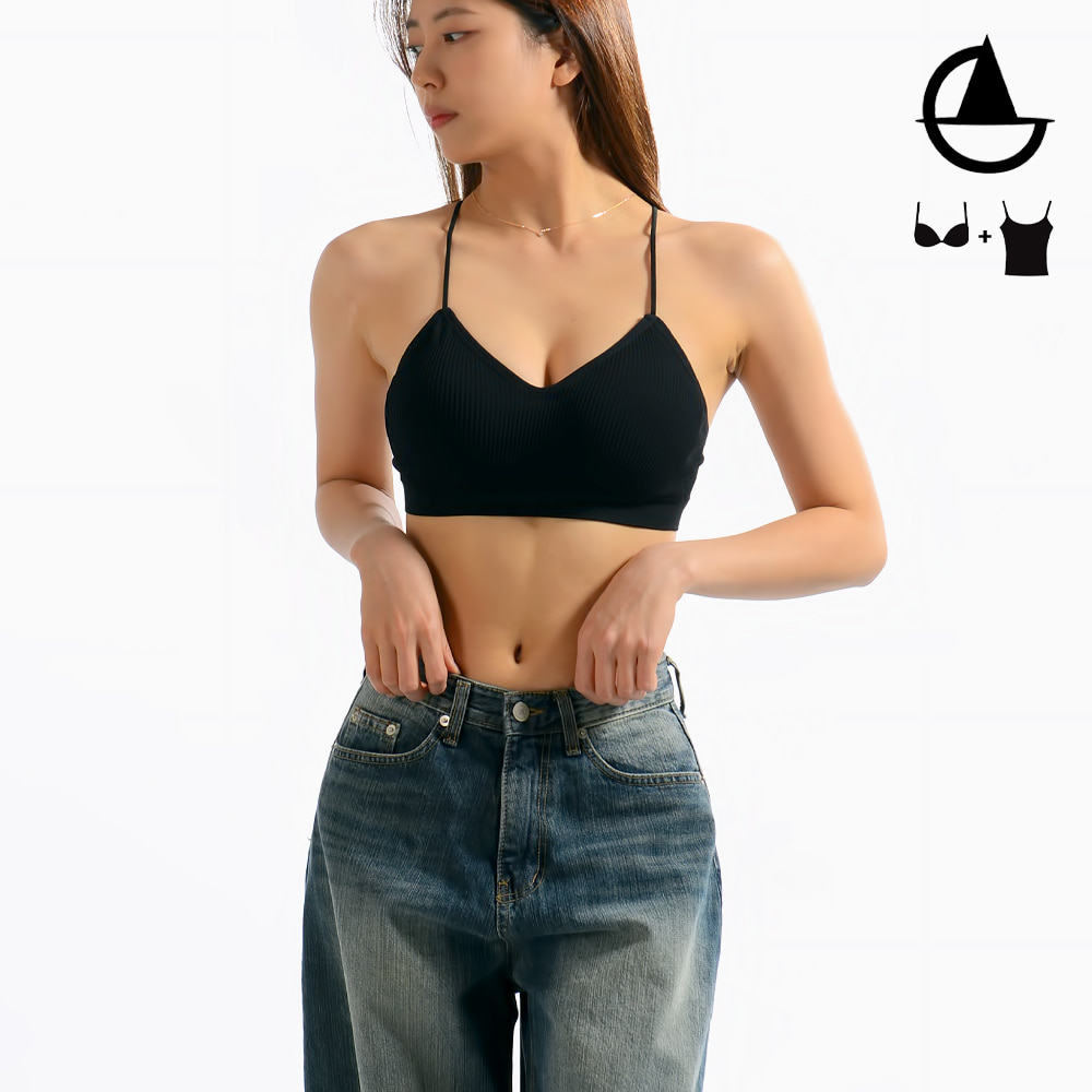 그리니치 요가복 상의 리어스트랩 볼륨업 패드탑 브라탑 캡나시 필라테스 - 상세 이미지 2